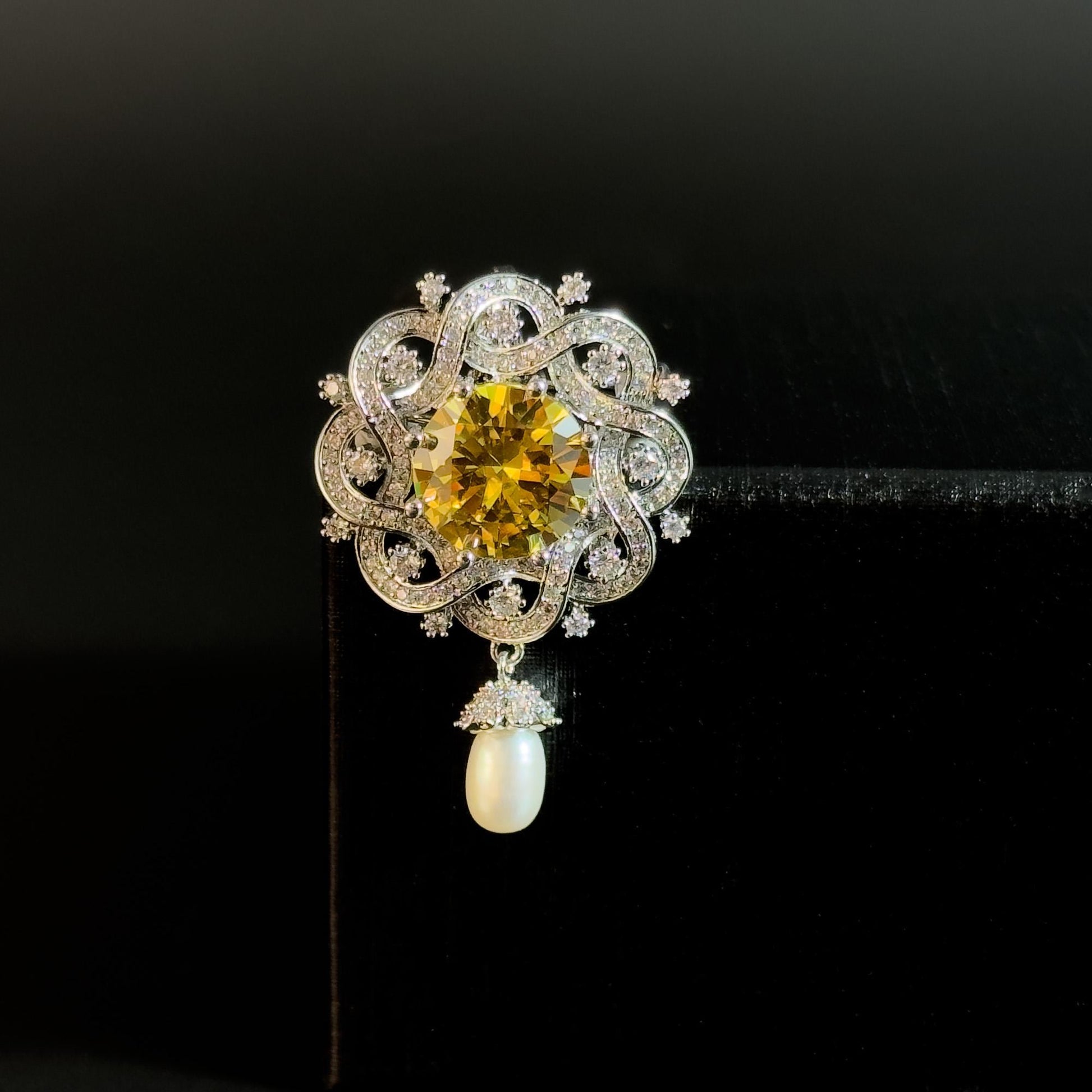 Yellow Zircon Snowflake Pendant
