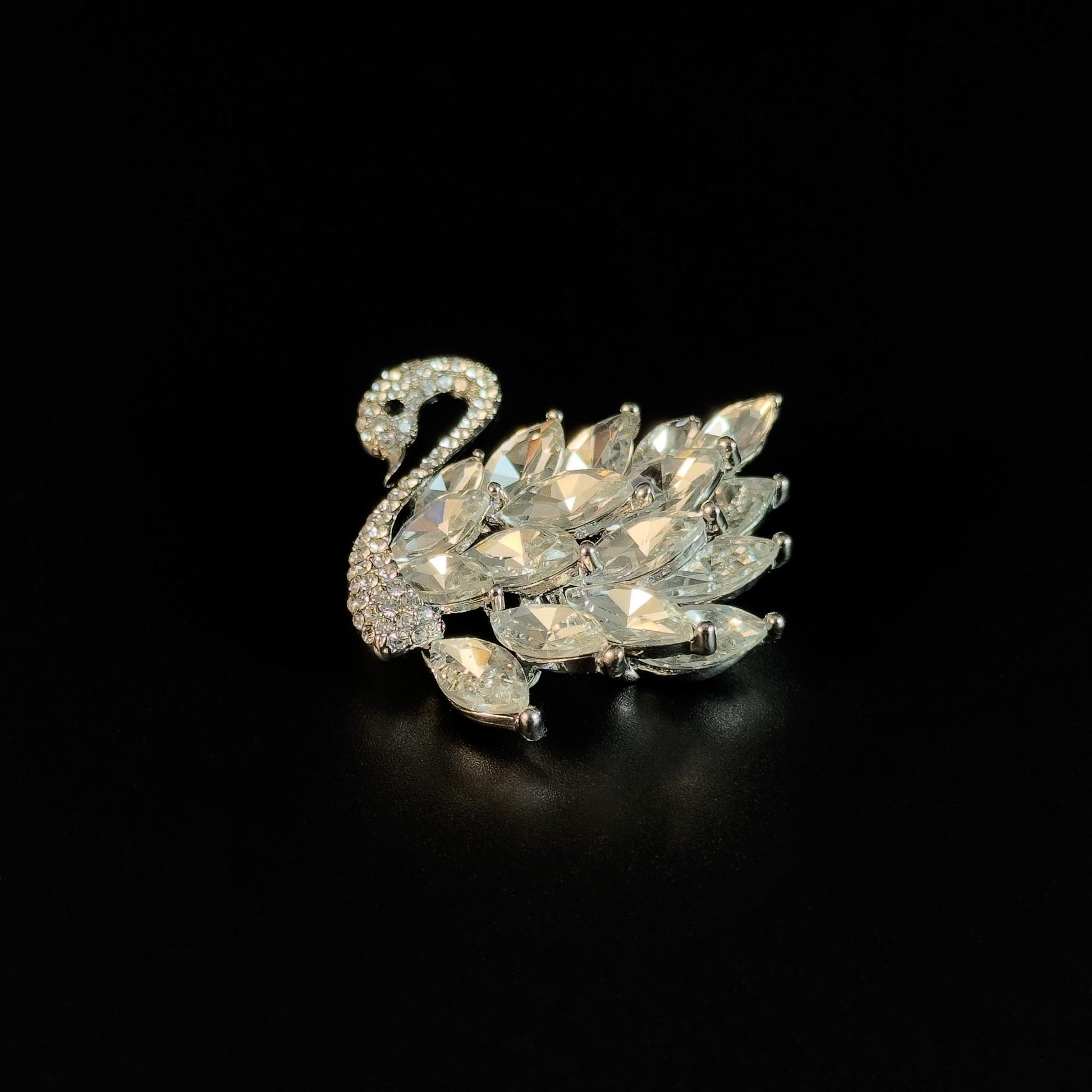 Sparkling Zircon Swan Brooch