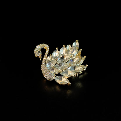 Sparkling Zircon Swan Brooch
