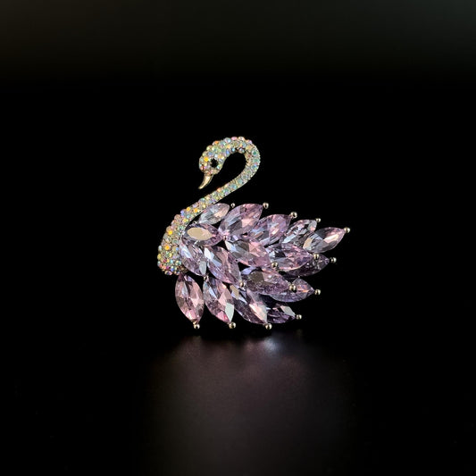 Sparkling Zircon Swan Brooch