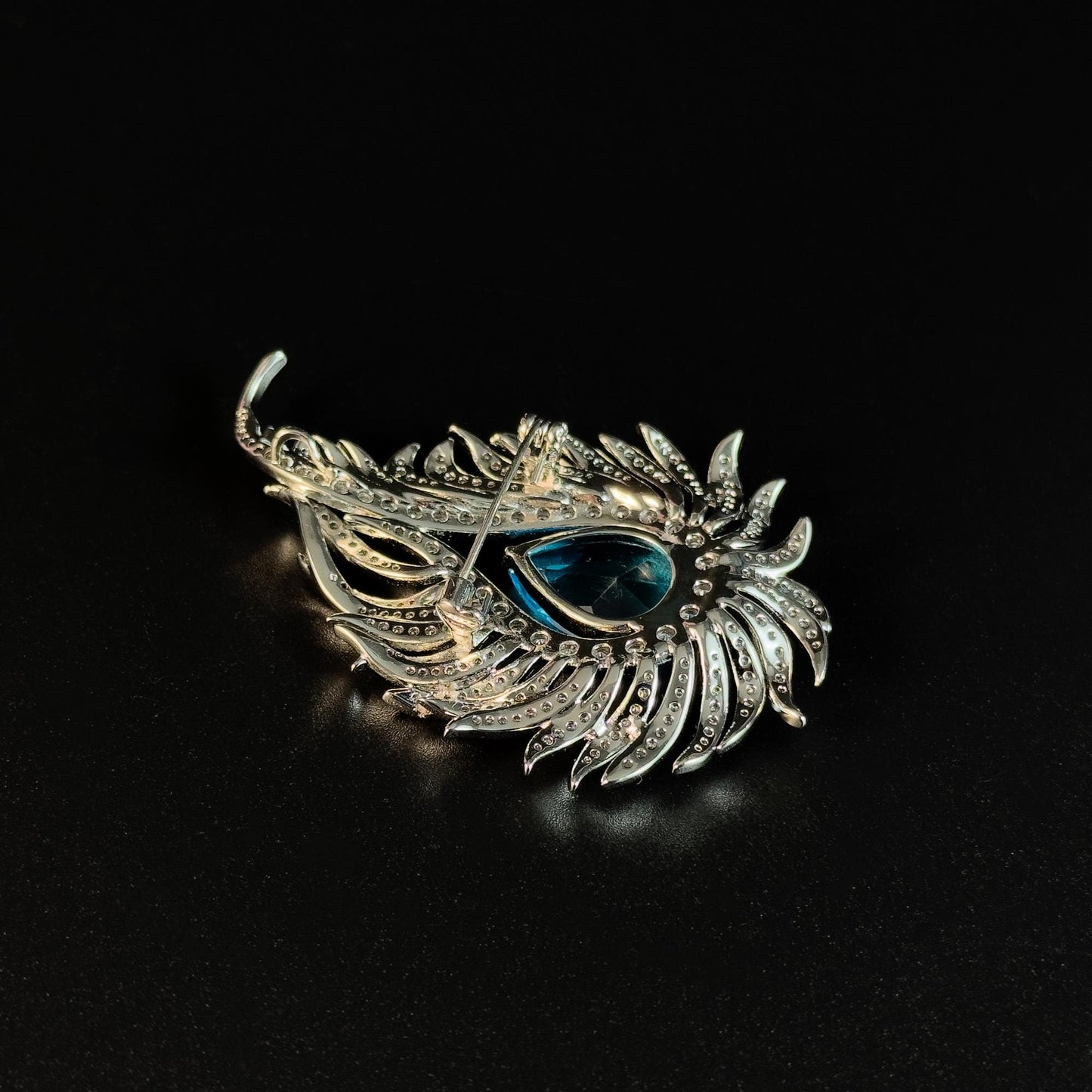 Sapphire Peacock Feather Brooch