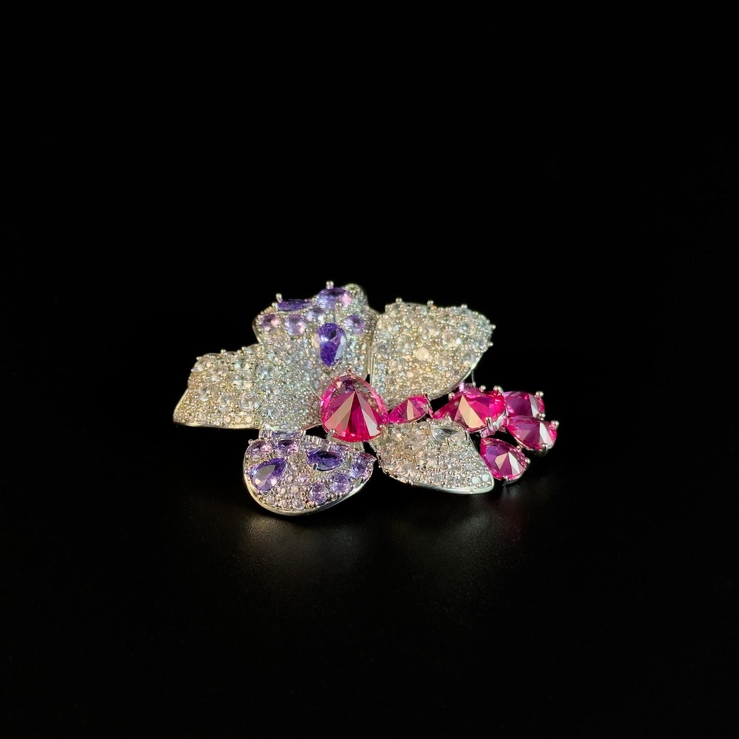 Pink Gemstone Flower Brooch