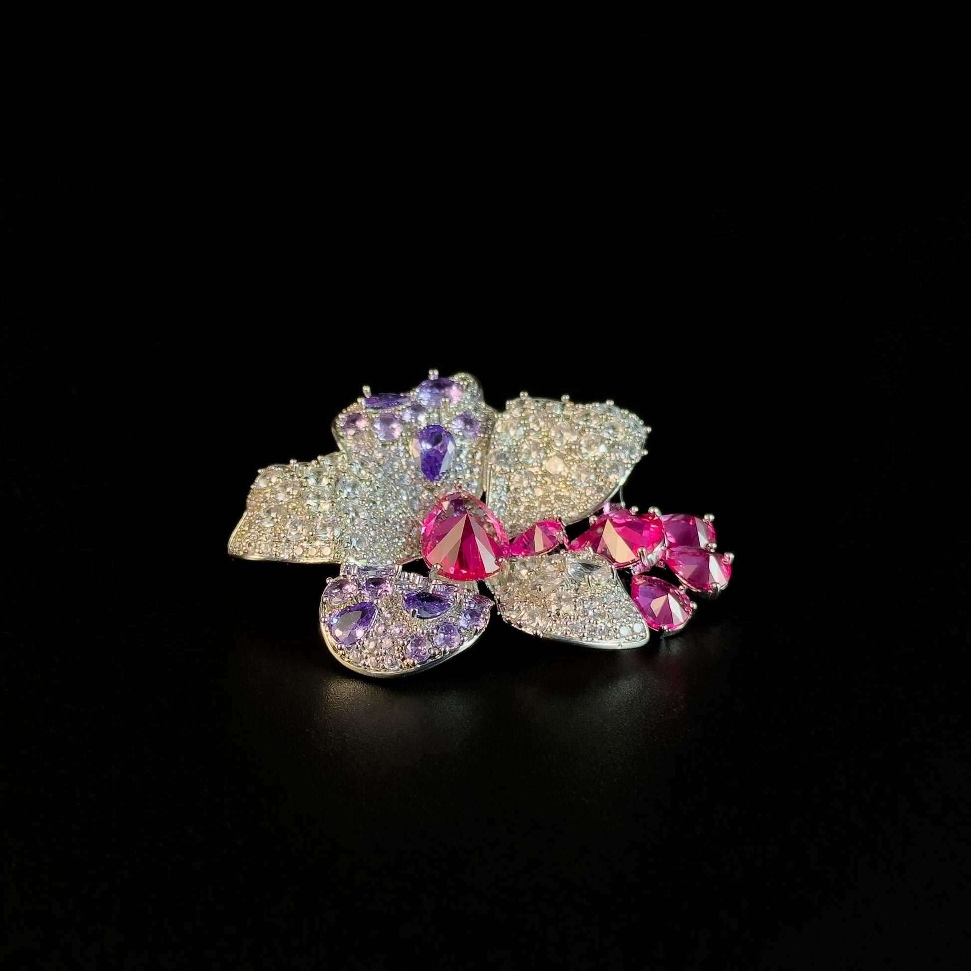 Pink Gemstone Flower Brooch