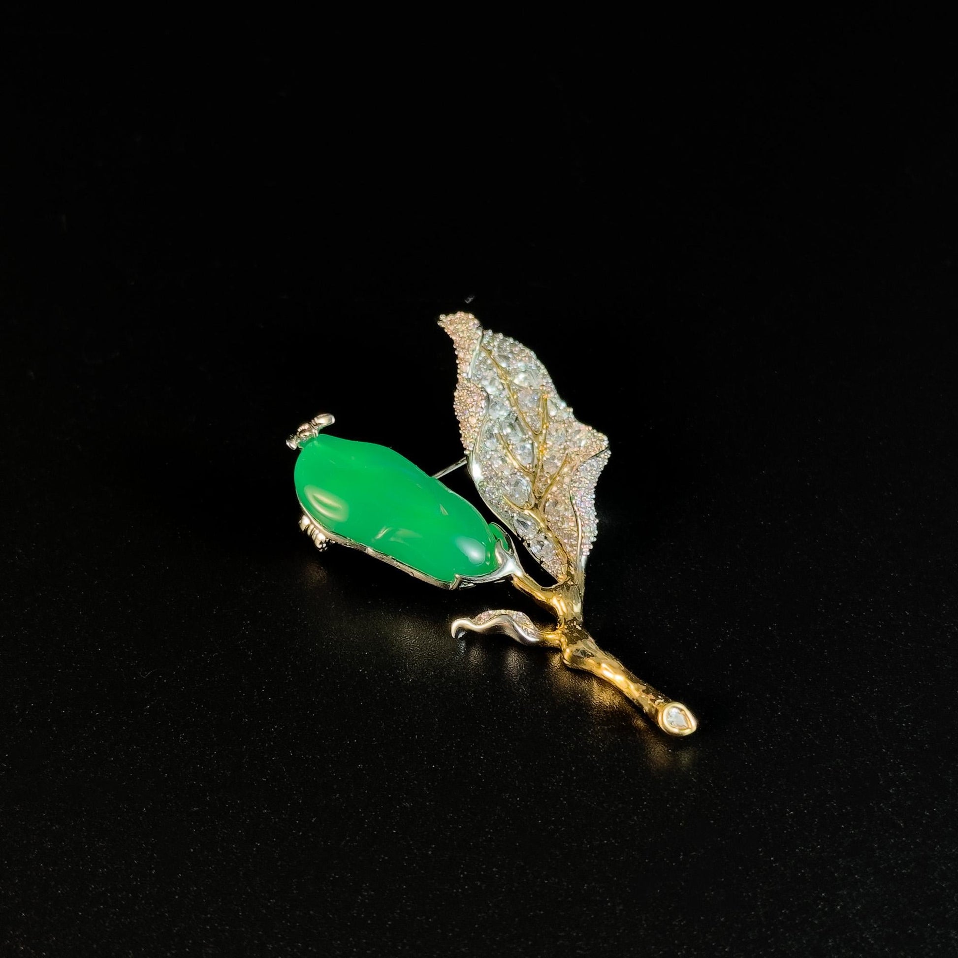 Emerald Leaf Brooch