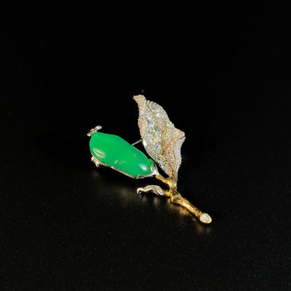Emerald Leaf Brooch