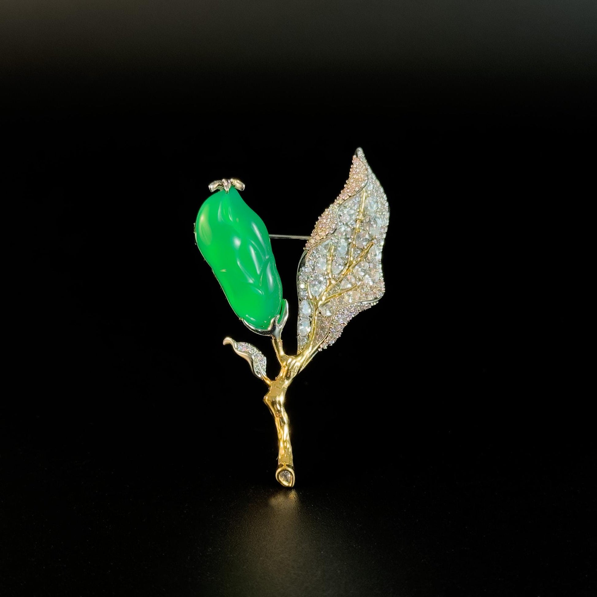 Emerald Leaf Brooch