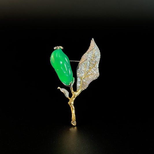 Emerald Leaf Brooch