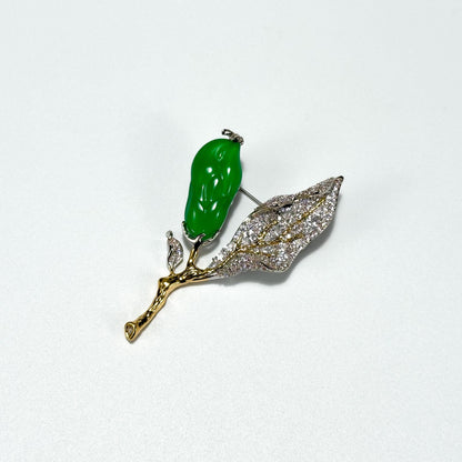 Emerald Leaf Brooch