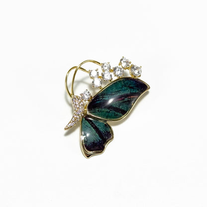 Elegant Green Butterfly Brooch