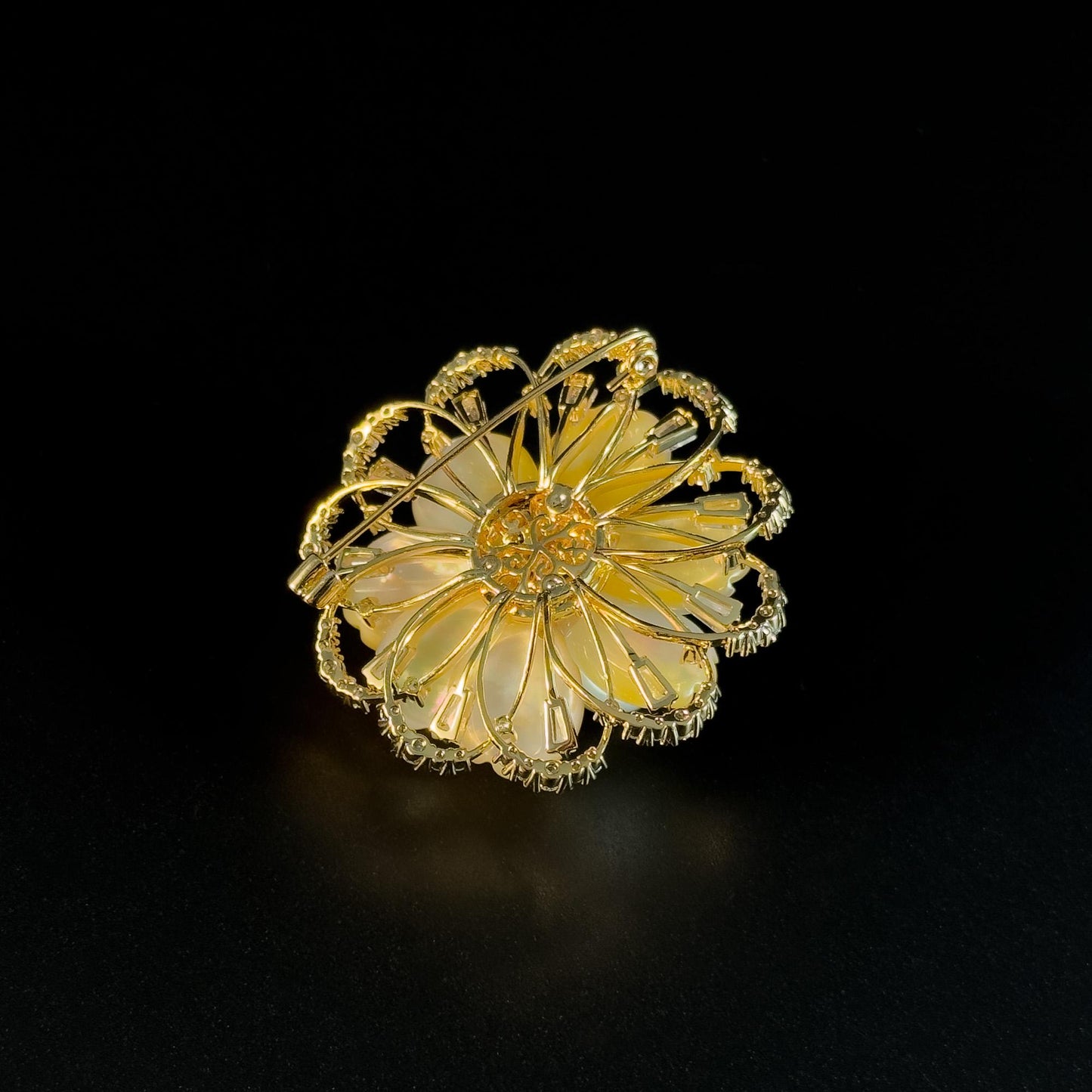 Gold Seashell Flower Brooch