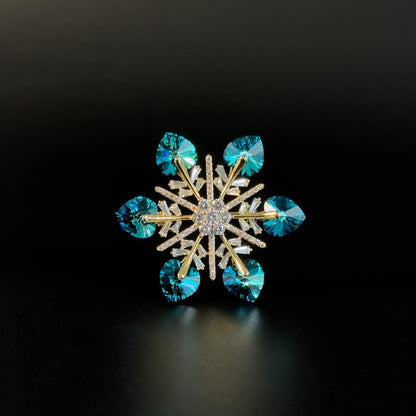 Blue Crystal Snowflake Brooch