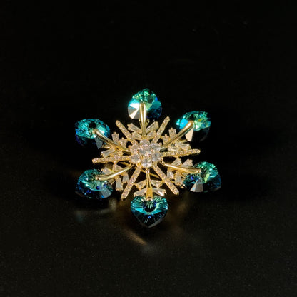 Blue Crystal Snowflake Brooch