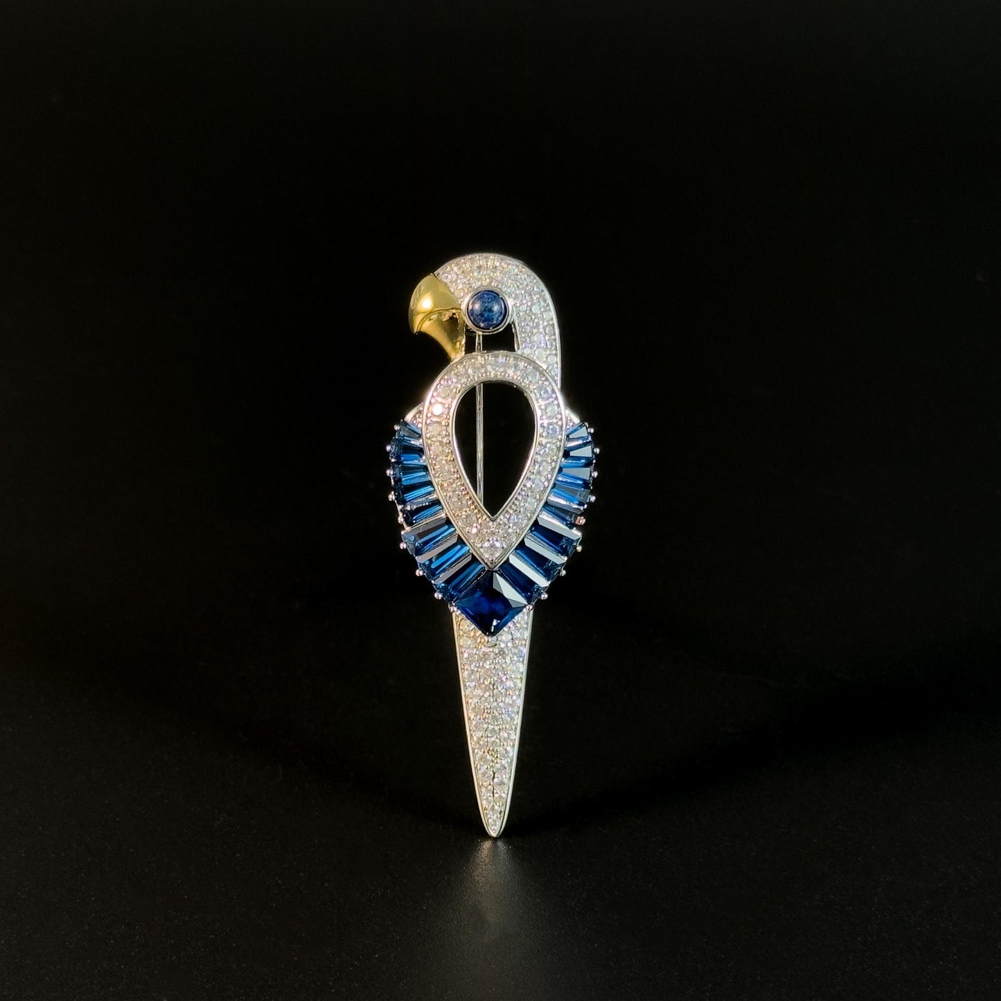 Blue Zircon Parrot Brooch