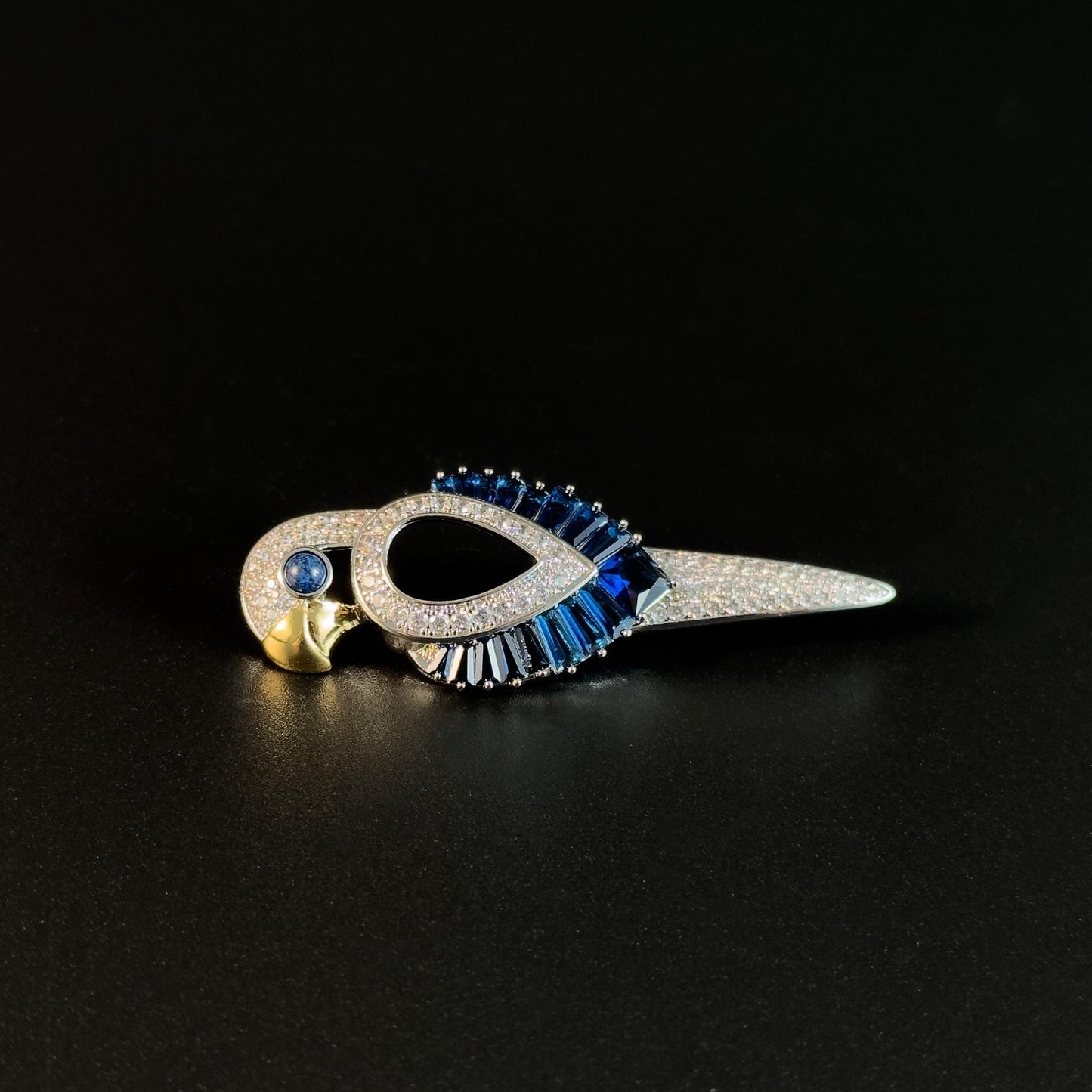 Blue Zircon Parrot Brooch