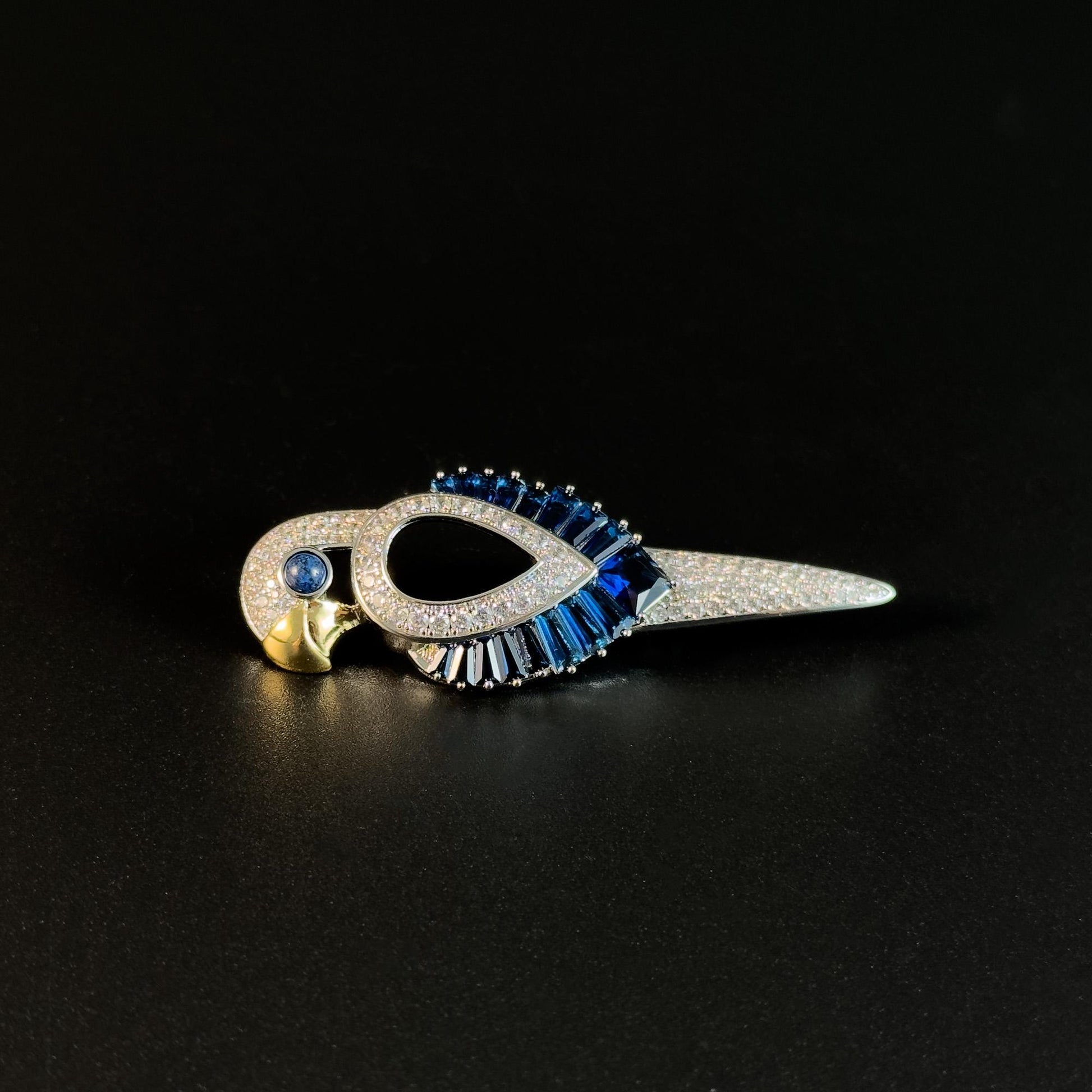 Blue Zircon Parrot Brooch