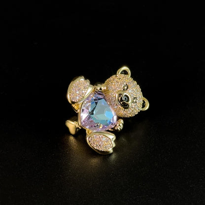 Heart-Shaped Bear Brooch