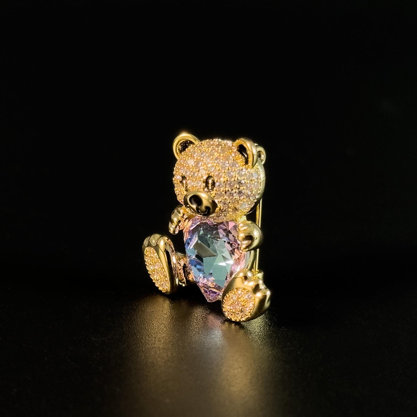 Heart-Shaped Bear Brooch
