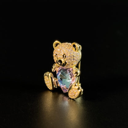 Heart-Shaped Bear Brooch