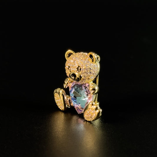 Heart-Shaped Bear Brooch