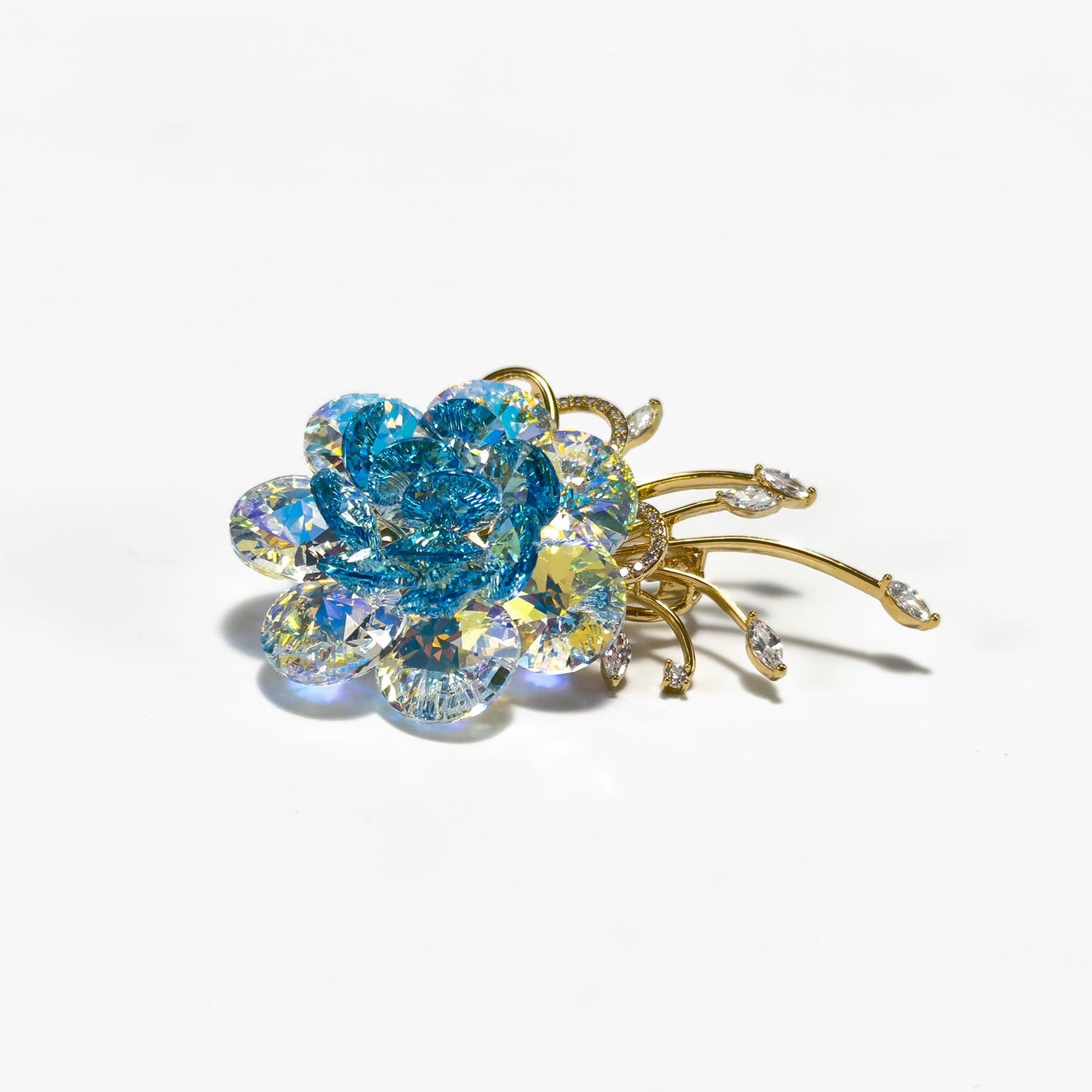 Austrian Crystal Camellia Brooch