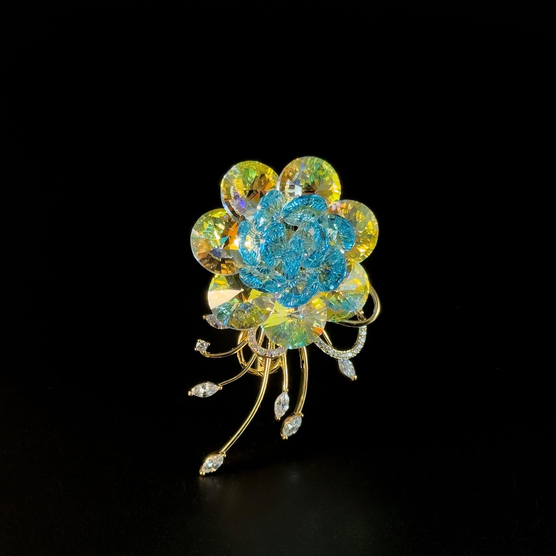 Austrian Crystal Camellia Brooch