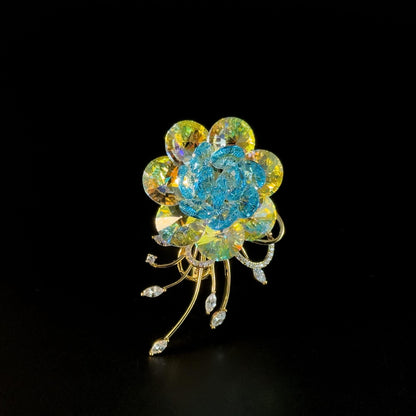 Austrian Crystal Camellia Brooch