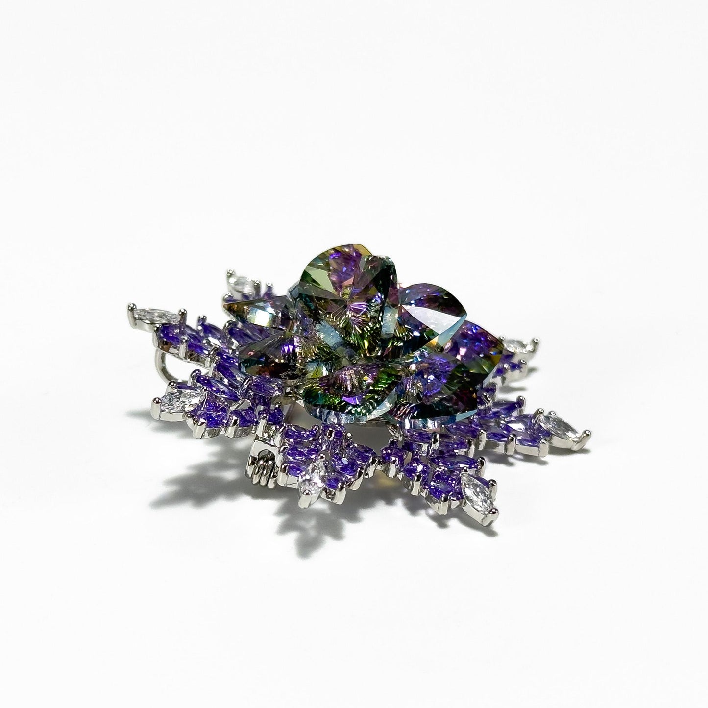 Austrian Purple Crystal Snowflake Brooch