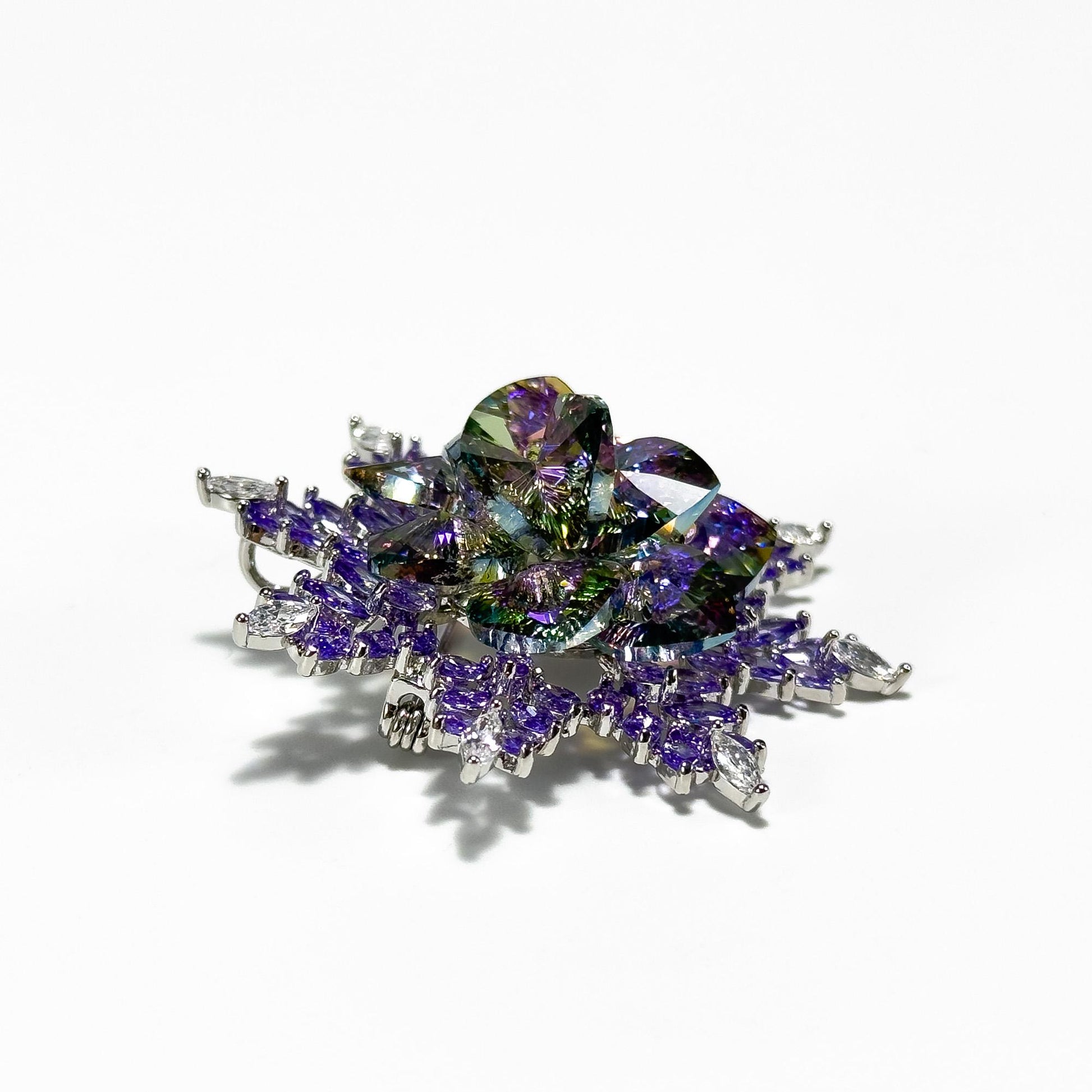 Austrian Purple Crystal Snowflake Brooch