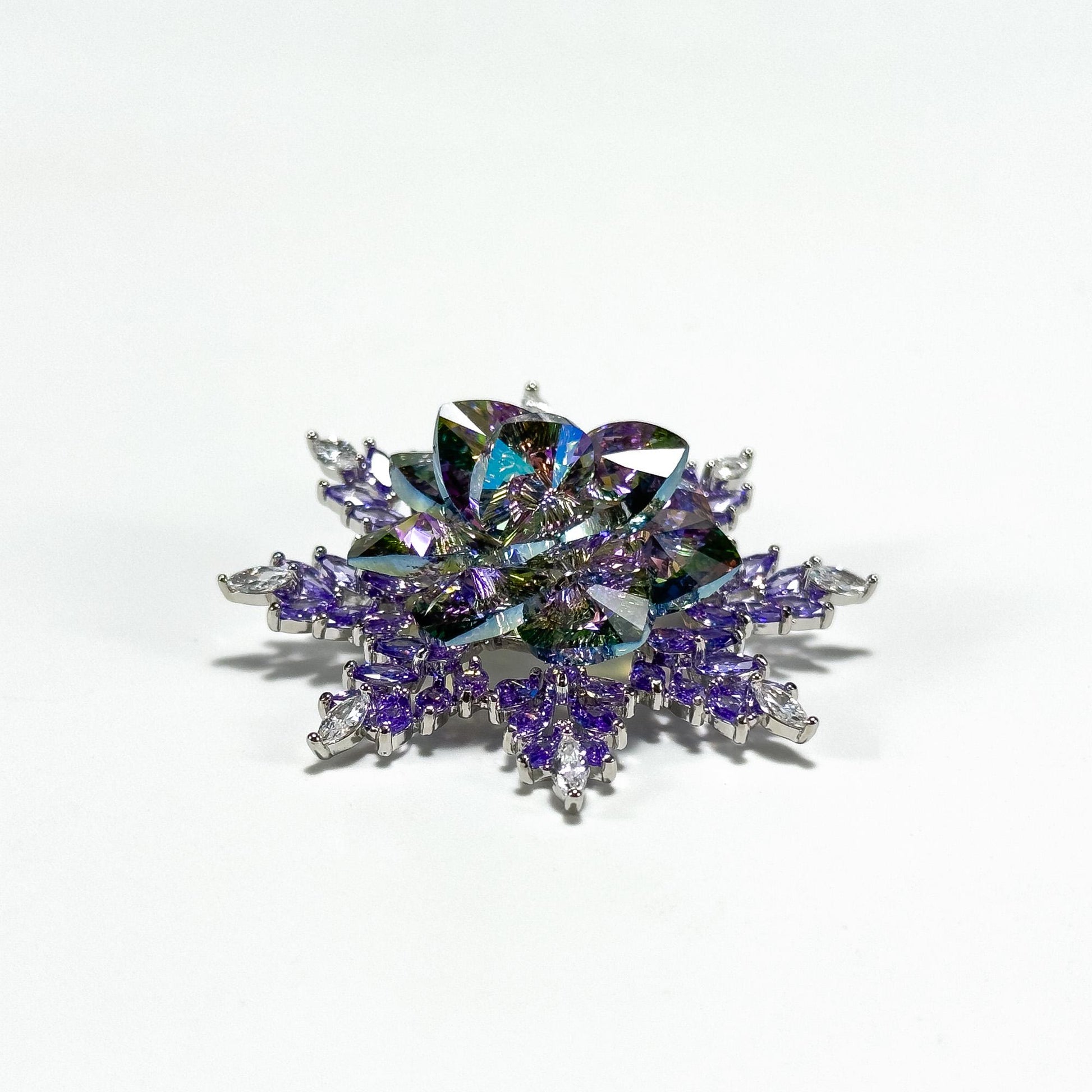 Austrian Purple Crystal Snowflake Brooch