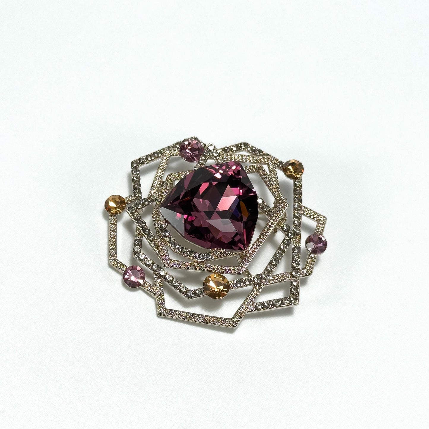 Purple Zircon Rose-Shaped Brooch