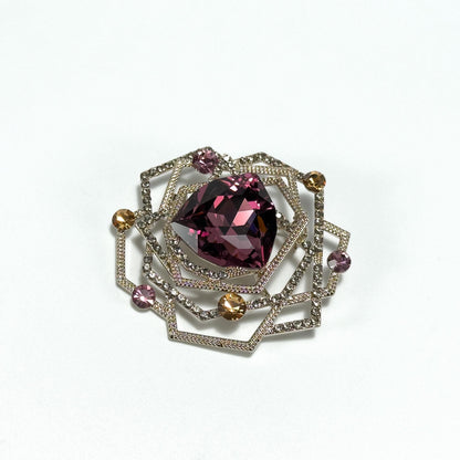 Purple Zircon Rose-Shaped Brooch