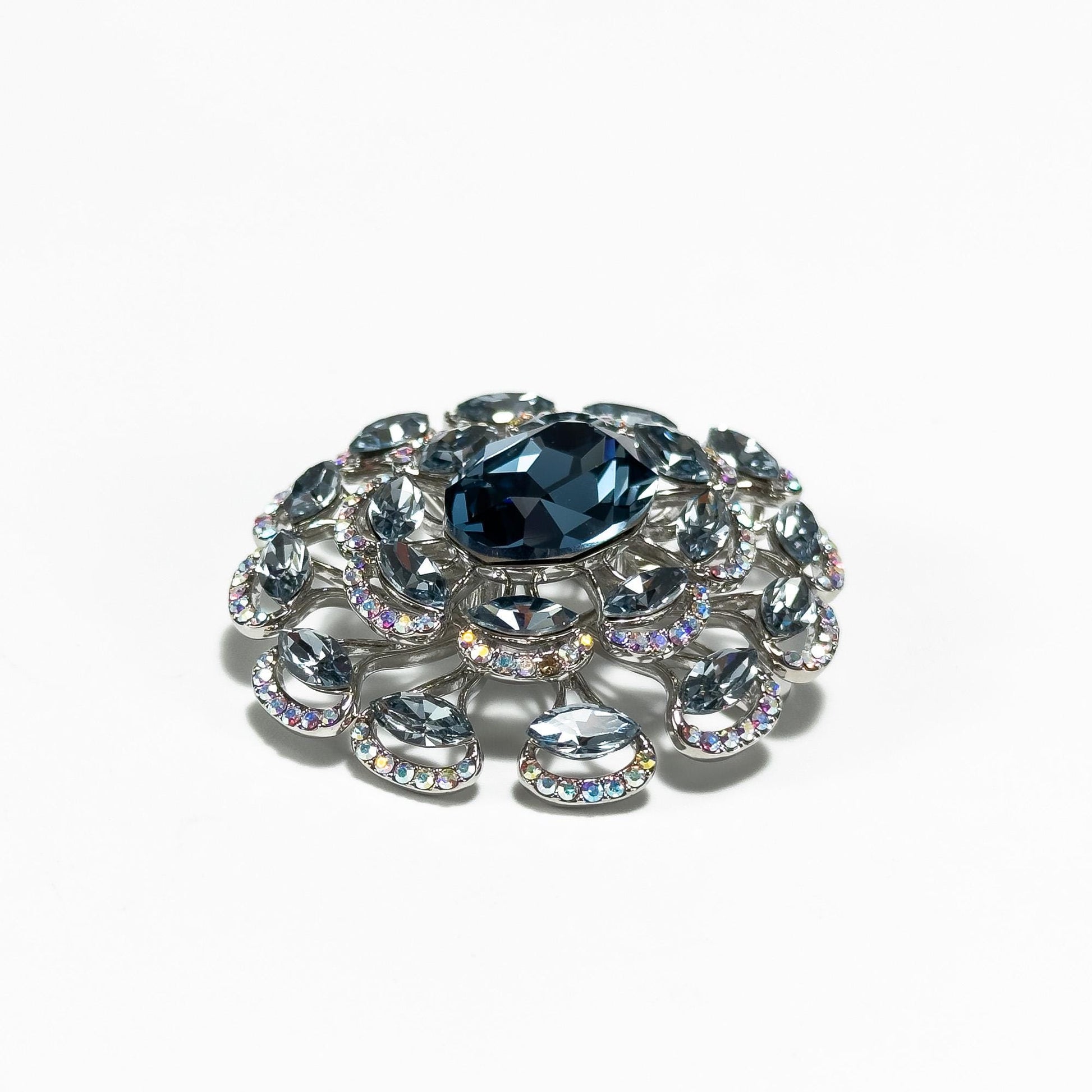 Blue Zircon Baroque Style Brooch