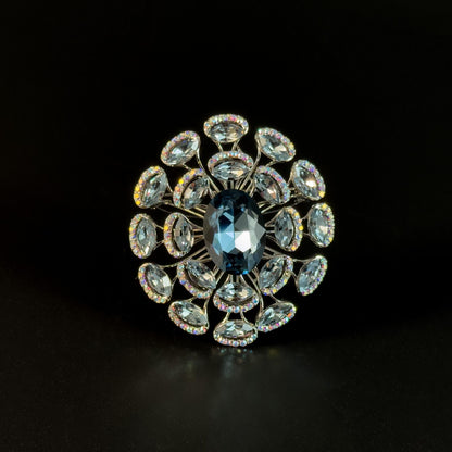 Blue Zircon Baroque Style Brooch