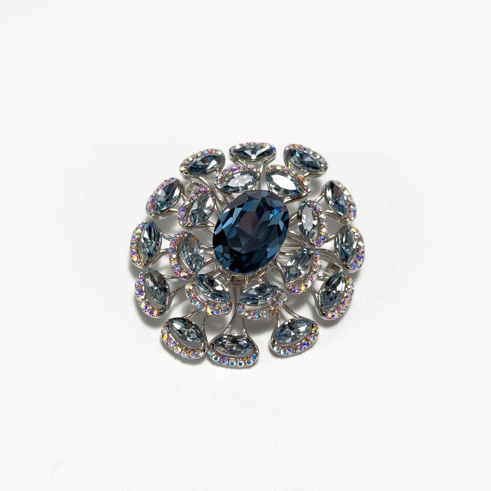 Blue Zircon Baroque Style Brooch