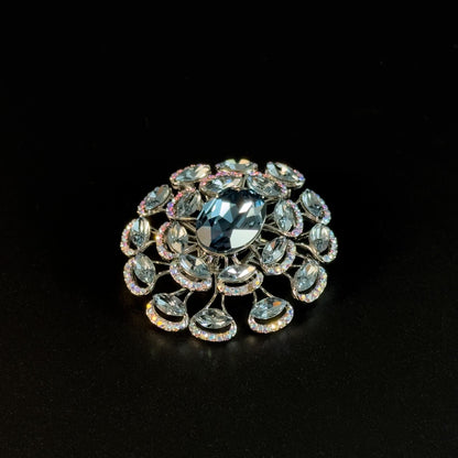 Blue Zircon Baroque Style Brooch