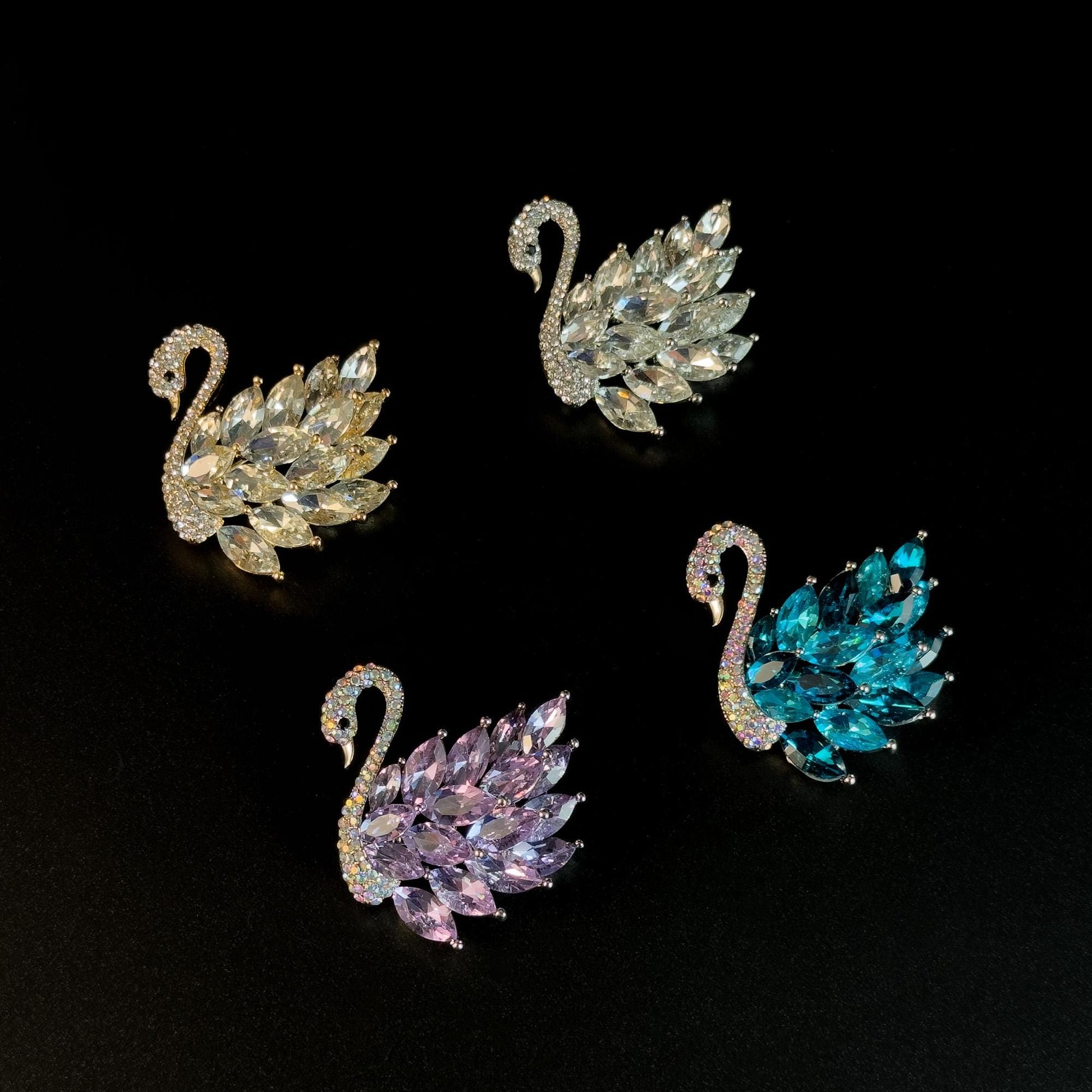 Sparkling Zircon Swan Brooch