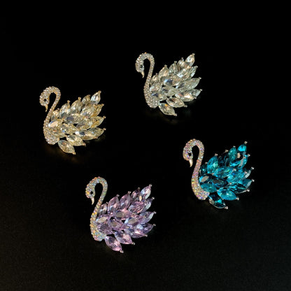 Sparkling Zircon Swan Brooch