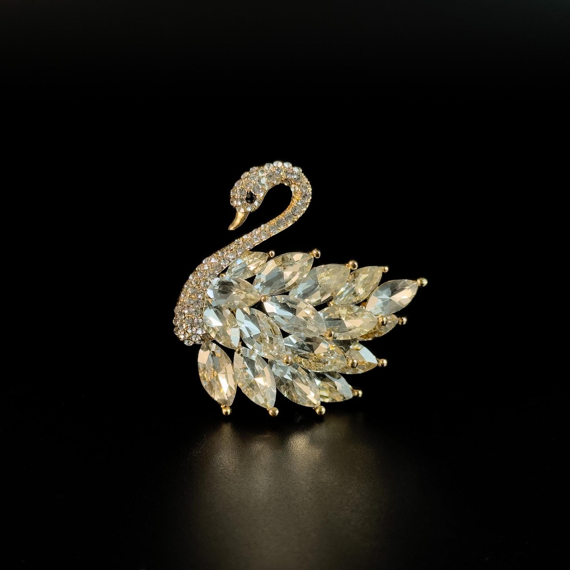 Sparkling Zircon Swan Brooch