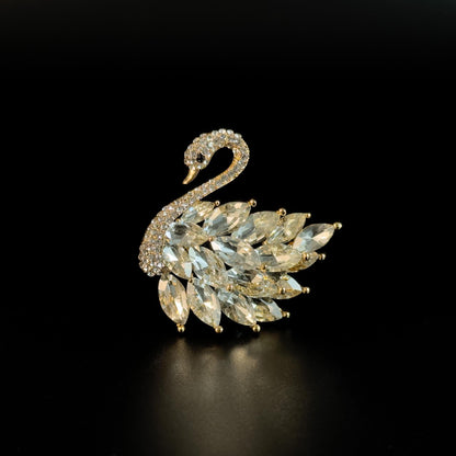 Sparkling Zircon Swan Brooch