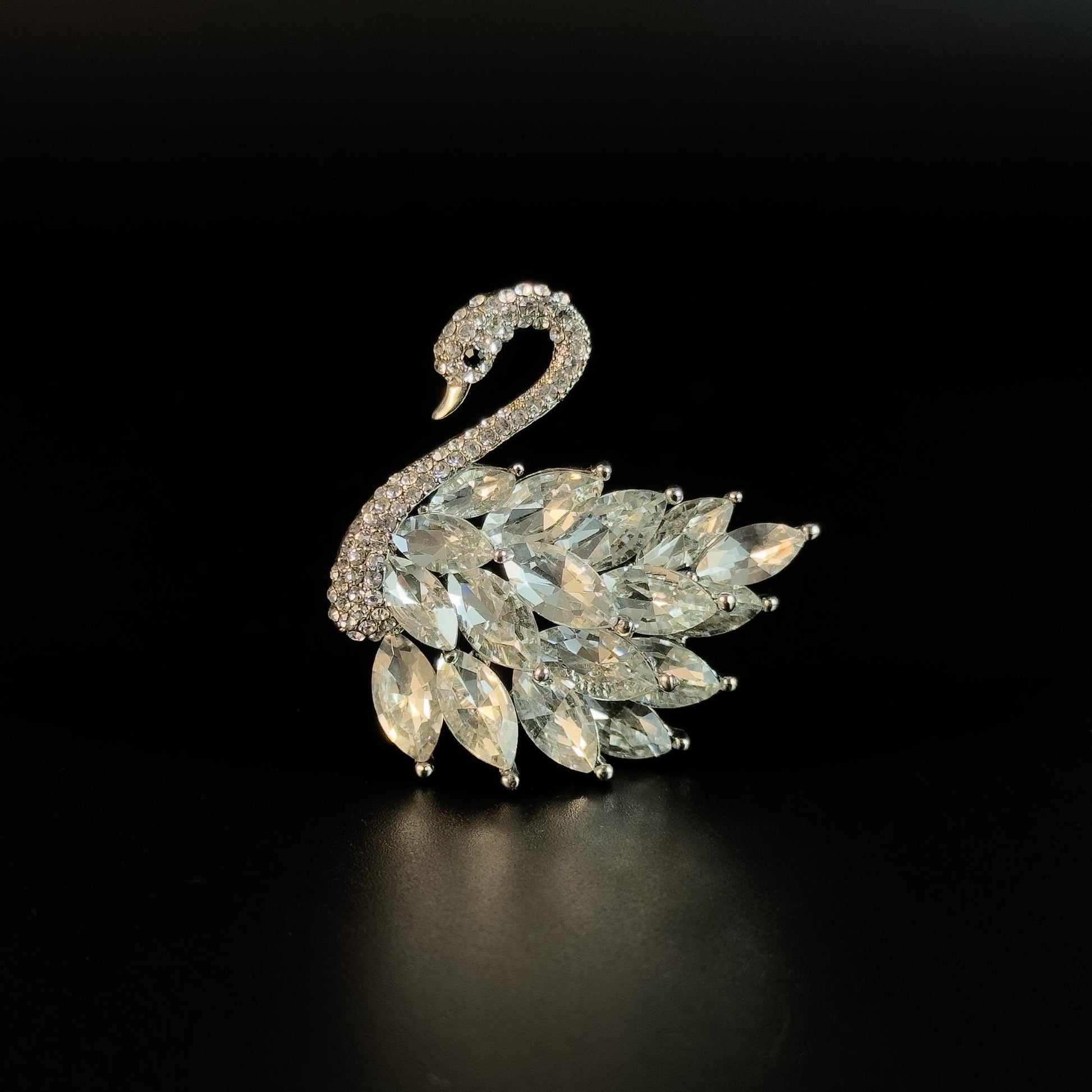 Sparkling Zircon Swan Brooch