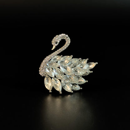 Sparkling Zircon Swan Brooch