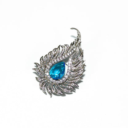 Sapphire Peacock Feather Brooch
