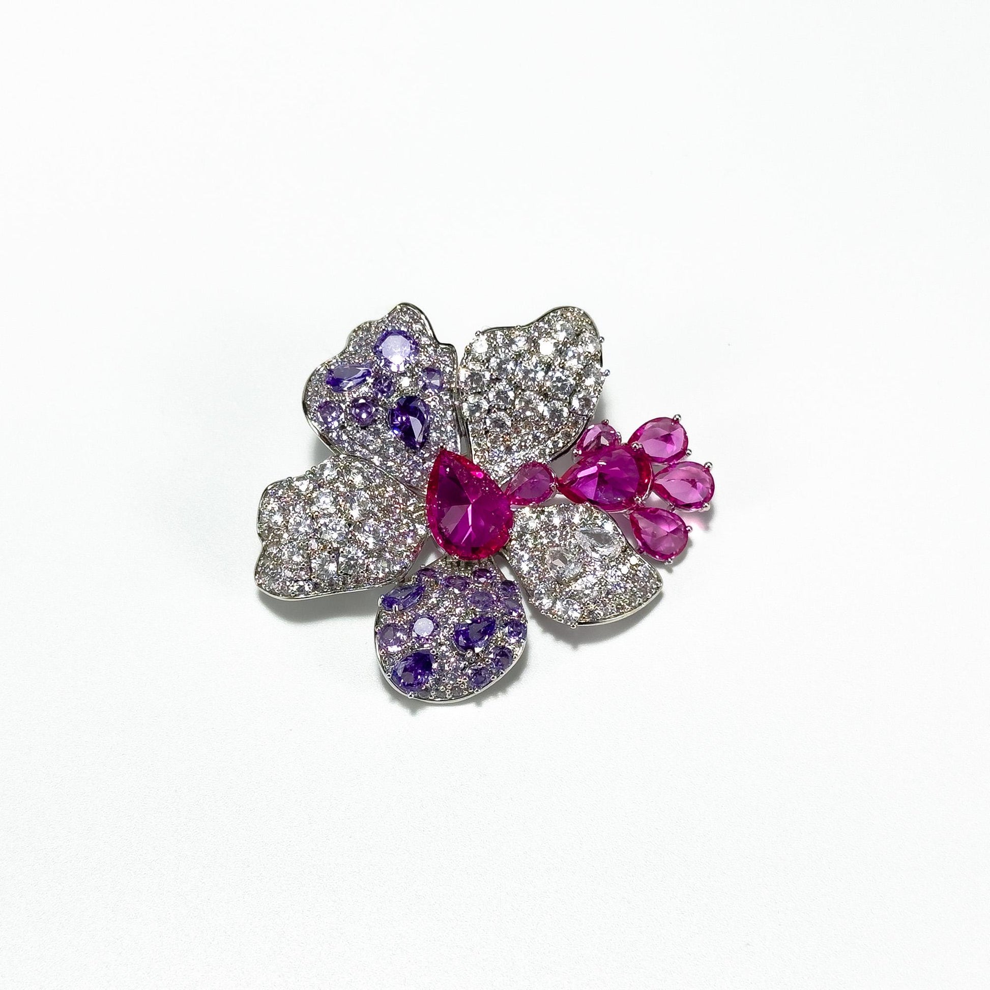 Pink Gemstone Flower Brooch