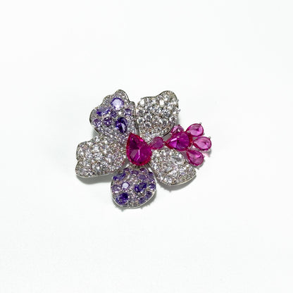 Pink Gemstone Flower Brooch