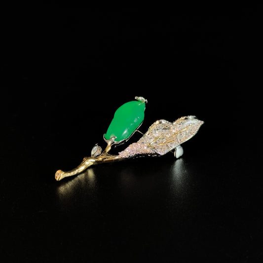 Emerald Leaf Brooch