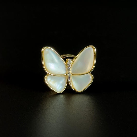 Black and White Mother-of-Pearl Small Butterfly Cufflinks