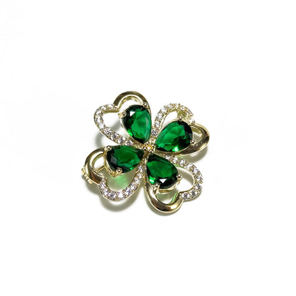 Green Four-Leaf Clover Brooch