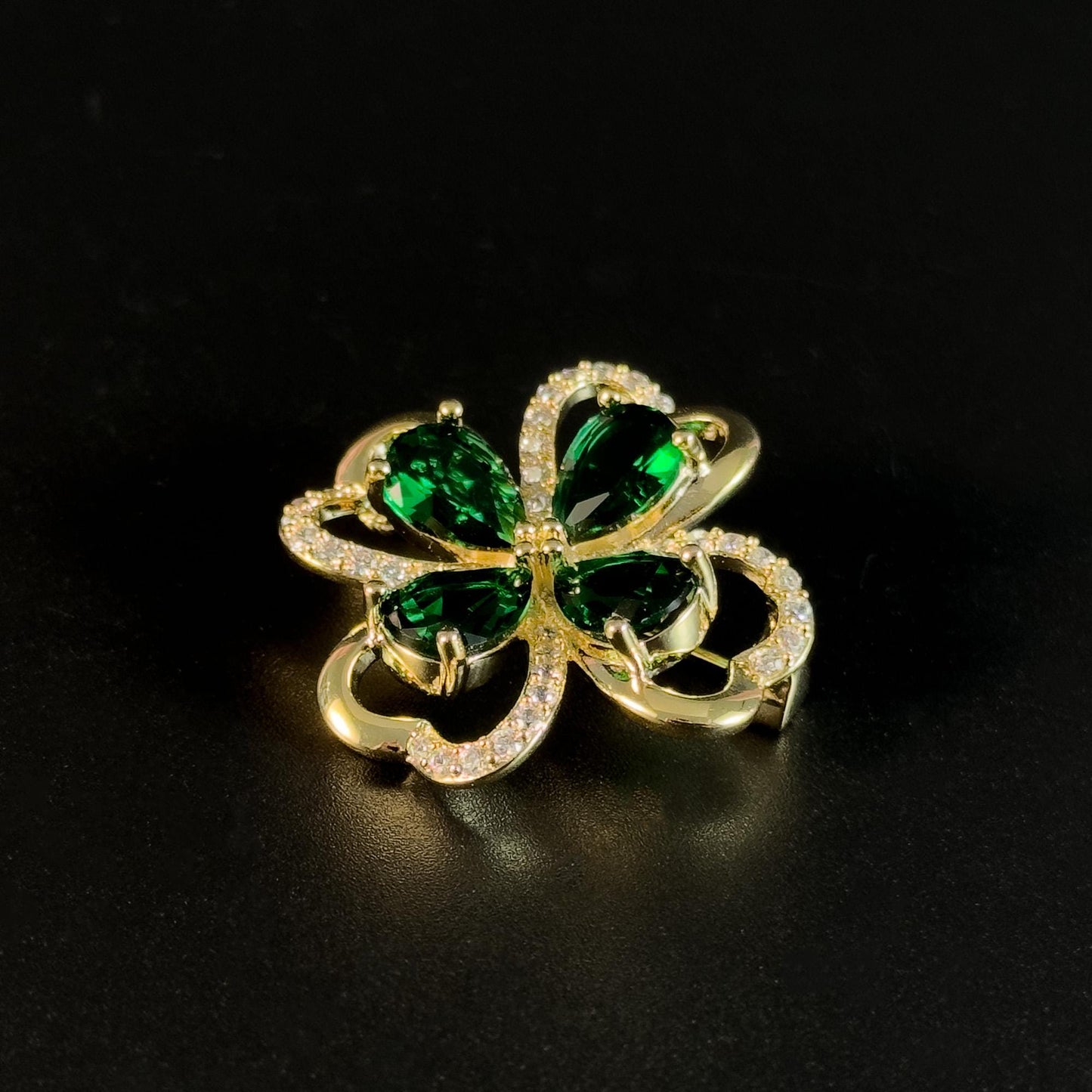Green Four-Leaf Clover Brooch
