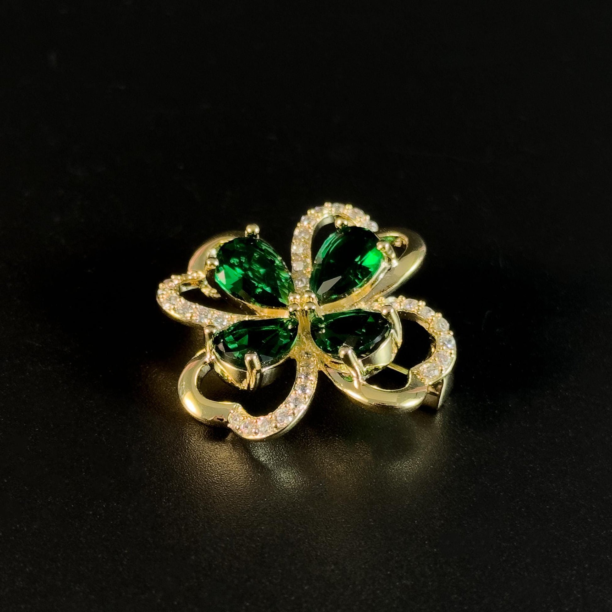 Green Four-Leaf Clover Brooch
