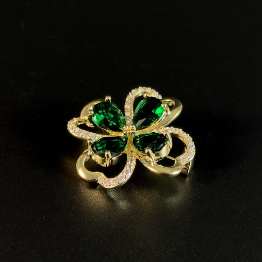 Green Four-Leaf Clover Brooch